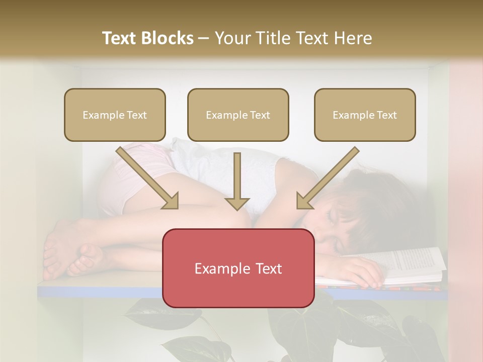 A Young Girl Is Sleeping On A Shelf With Books PowerPoint Template
