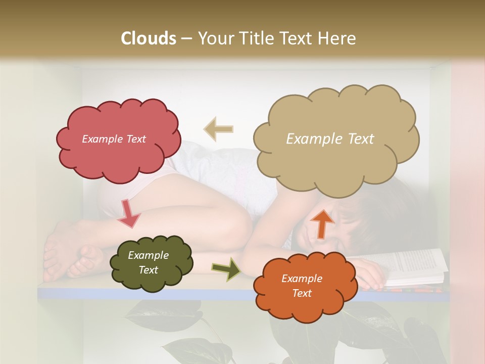 A Young Girl Is Sleeping On A Shelf With Books PowerPoint Template