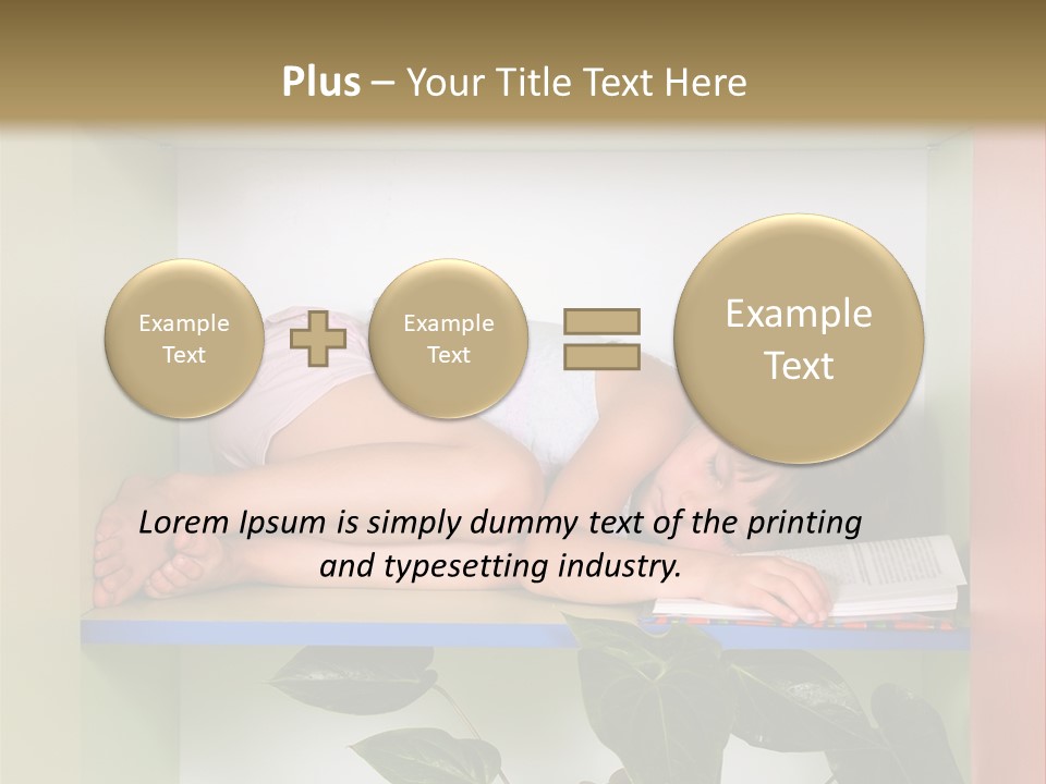 A Young Girl Is Sleeping On A Shelf With Books PowerPoint Template