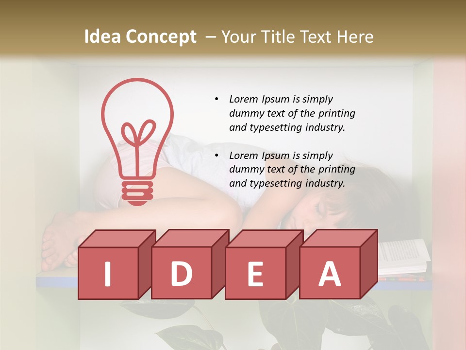 A Young Girl Is Sleeping On A Shelf With Books PowerPoint Template