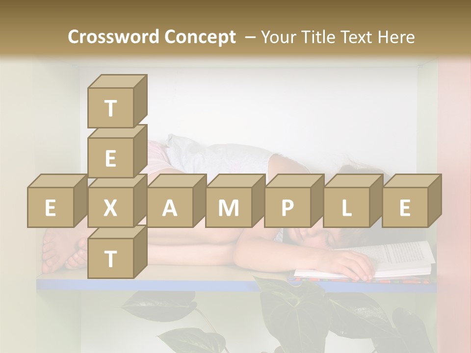 A Young Girl Is Sleeping On A Shelf With Books PowerPoint Template