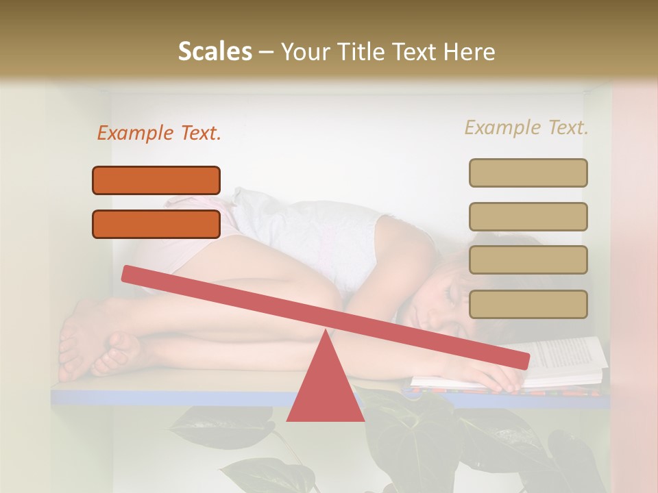 A Young Girl Is Sleeping On A Shelf With Books PowerPoint Template