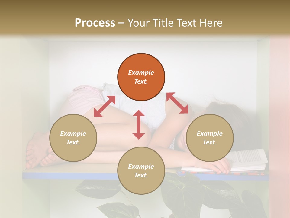 A Young Girl Is Sleeping On A Shelf With Books PowerPoint Template