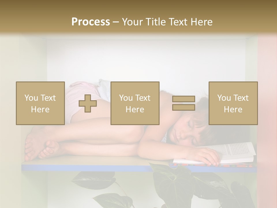 A Young Girl Is Sleeping On A Shelf With Books PowerPoint Template