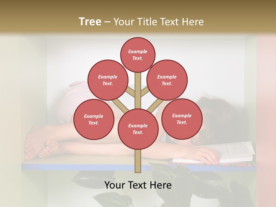 A Young Girl Is Sleeping On A Shelf With Books PowerPoint Template