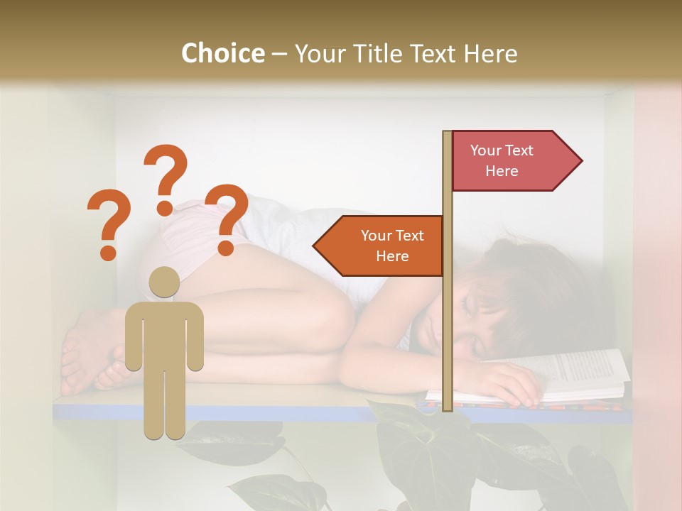 A Young Girl Is Sleeping On A Shelf With Books PowerPoint Template