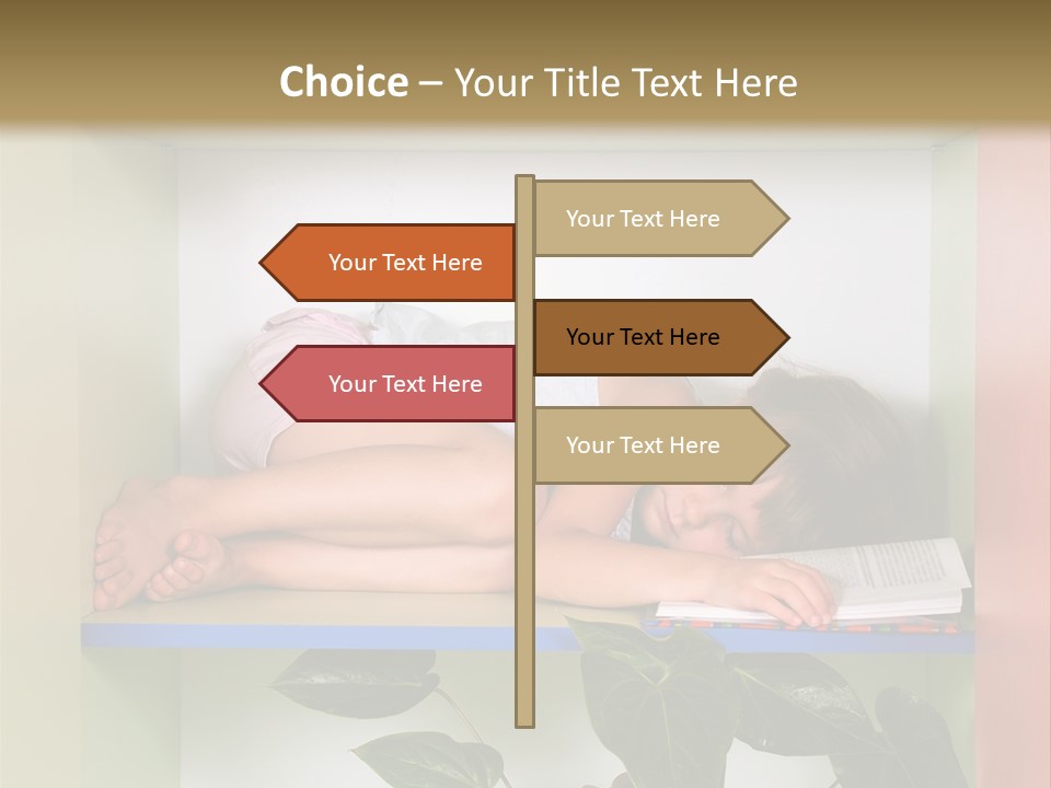 A Young Girl Is Sleeping On A Shelf With Books PowerPoint Template