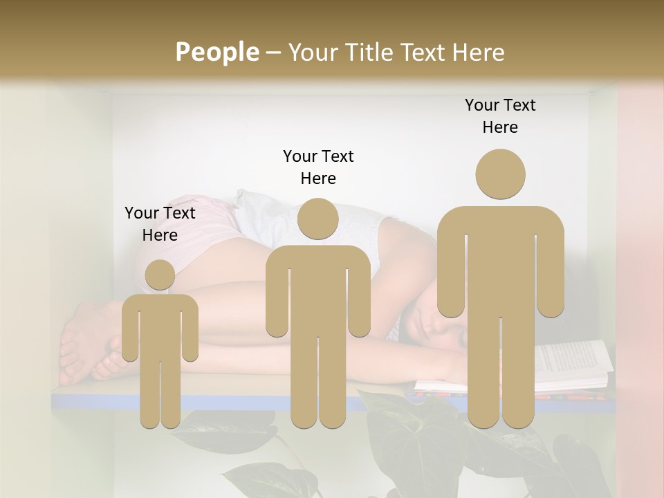 A Young Girl Is Sleeping On A Shelf With Books PowerPoint Template