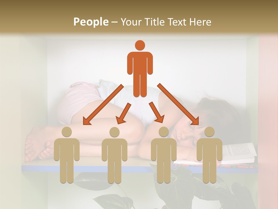 A Young Girl Is Sleeping On A Shelf With Books PowerPoint Template