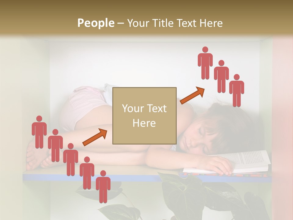 A Young Girl Is Sleeping On A Shelf With Books PowerPoint Template