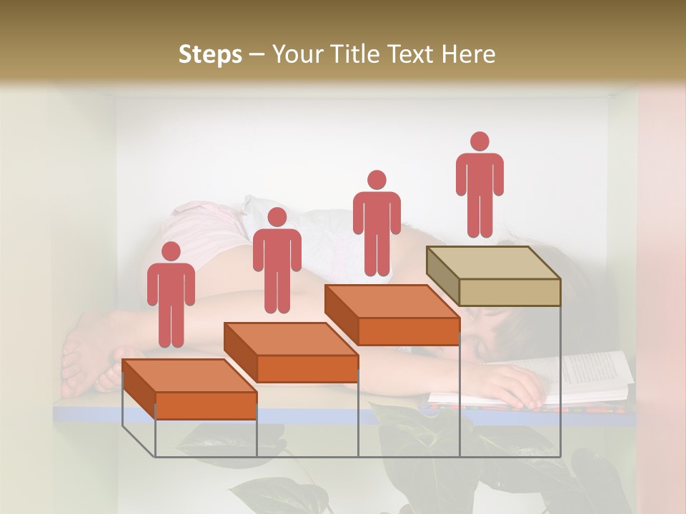A Young Girl Is Sleeping On A Shelf With Books PowerPoint Template