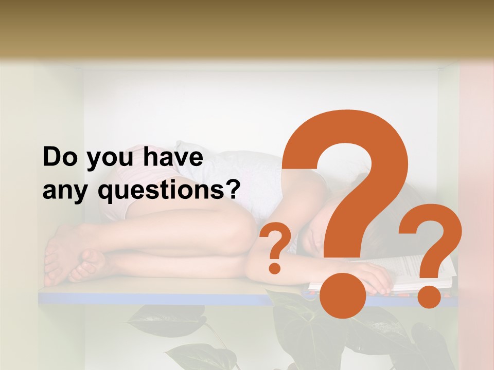 A Young Girl Is Sleeping On A Shelf With Books PowerPoint Template