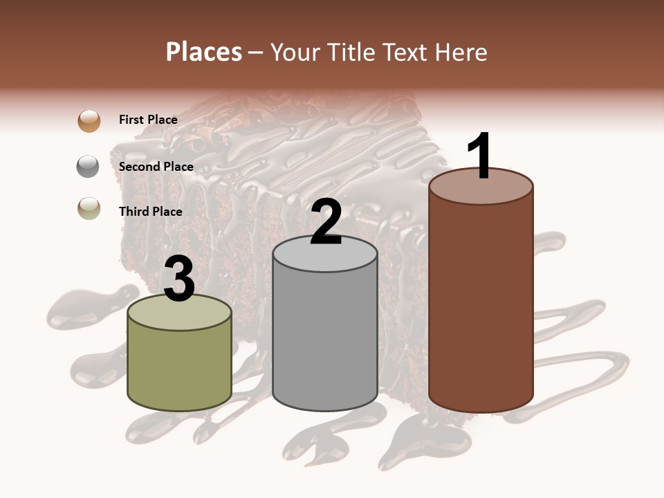 A Piece Of Chocolate Cake With Chocolate Drizzles On It PowerPoint Template