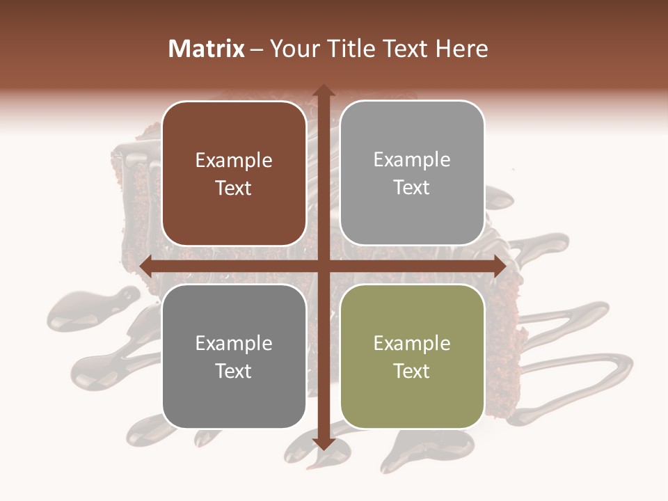 A Piece Of Chocolate Cake With Chocolate Drizzles On It PowerPoint Template