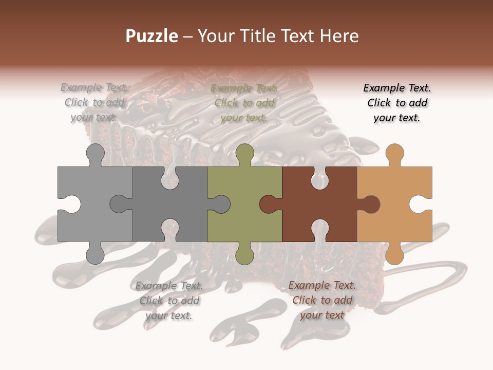 A Piece Of Chocolate Cake With Chocolate Drizzles On It PowerPoint Template