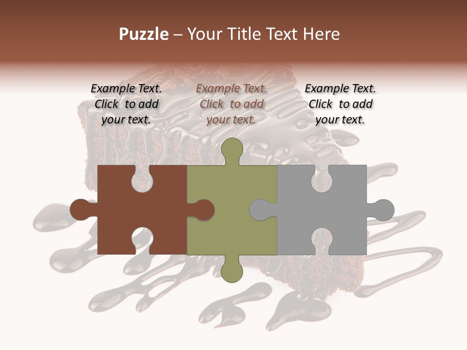 A Piece Of Chocolate Cake With Chocolate Drizzles On It PowerPoint Template