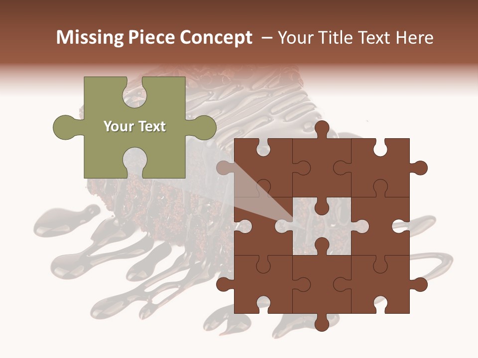 A Piece Of Chocolate Cake With Chocolate Drizzles On It PowerPoint Template