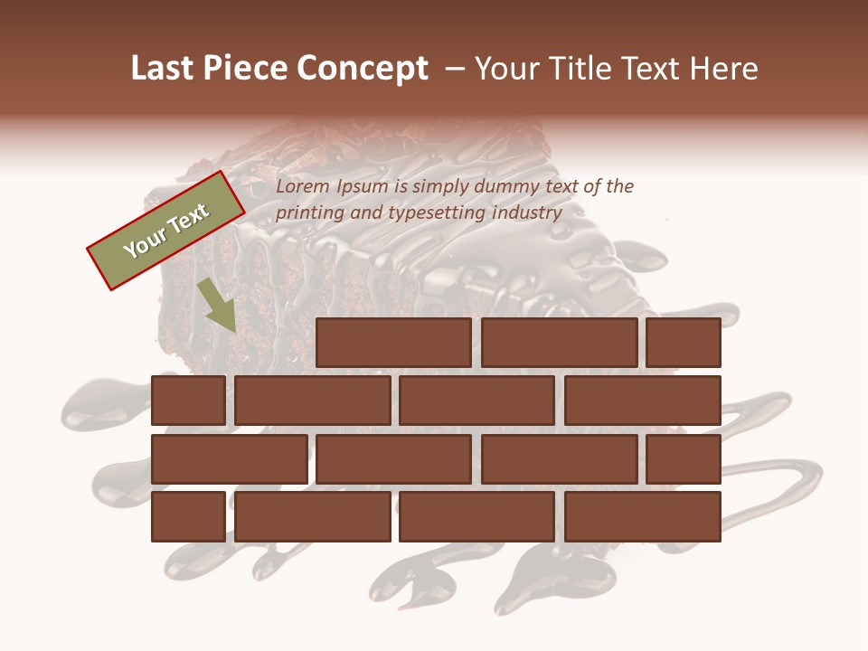 A Piece Of Chocolate Cake With Chocolate Drizzles On It PowerPoint Template