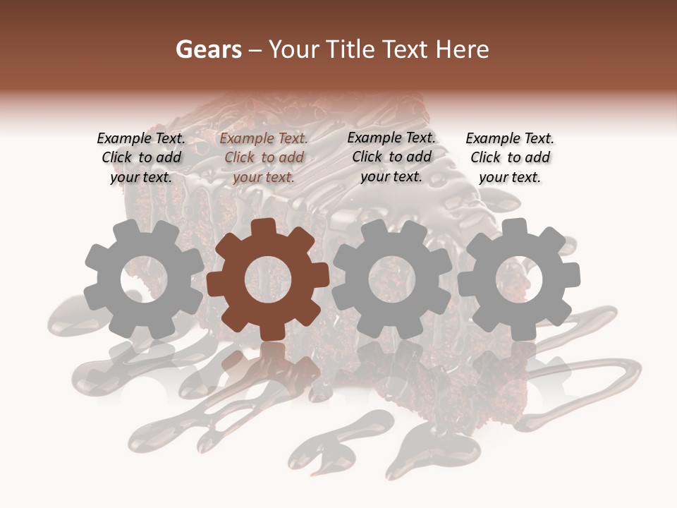 A Piece Of Chocolate Cake With Chocolate Drizzles On It PowerPoint Template