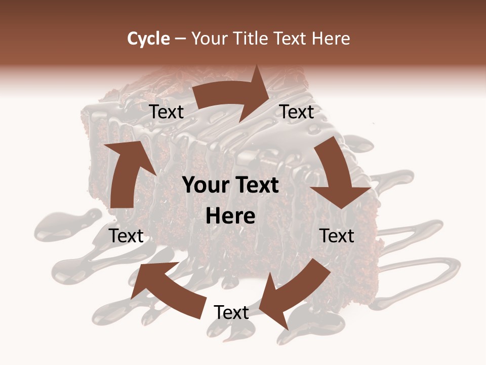 A Piece Of Chocolate Cake With Chocolate Drizzles On It PowerPoint Template