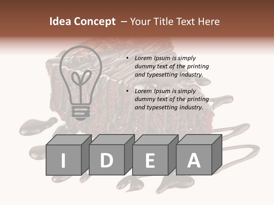 A Piece Of Chocolate Cake With Chocolate Drizzles On It PowerPoint Template