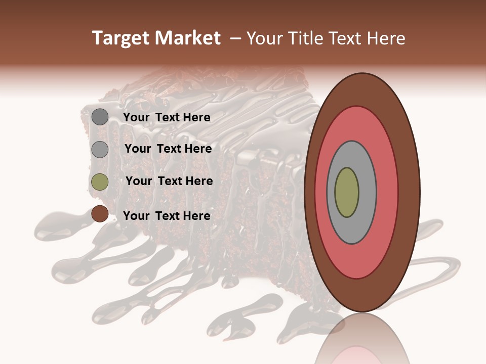 A Piece Of Chocolate Cake With Chocolate Drizzles On It PowerPoint Template
