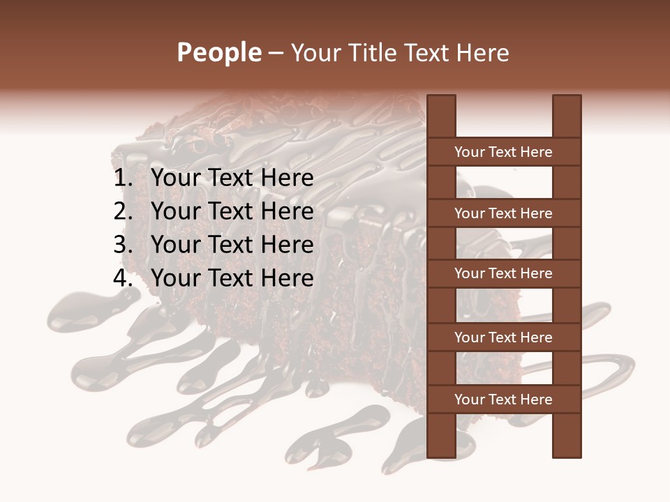 A Piece Of Chocolate Cake With Chocolate Drizzles On It PowerPoint Template