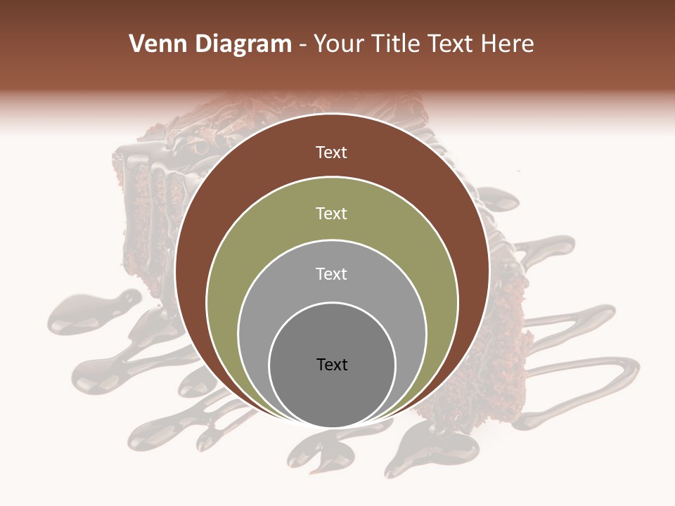 A Piece Of Chocolate Cake With Chocolate Drizzles On It PowerPoint Template