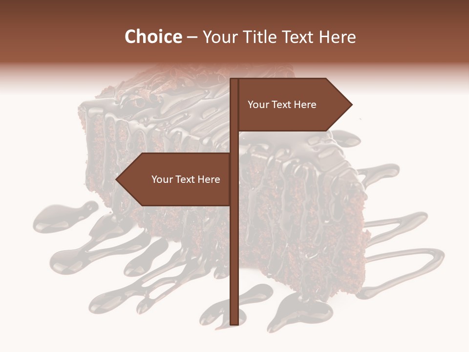 A Piece Of Chocolate Cake With Chocolate Drizzles On It PowerPoint Template