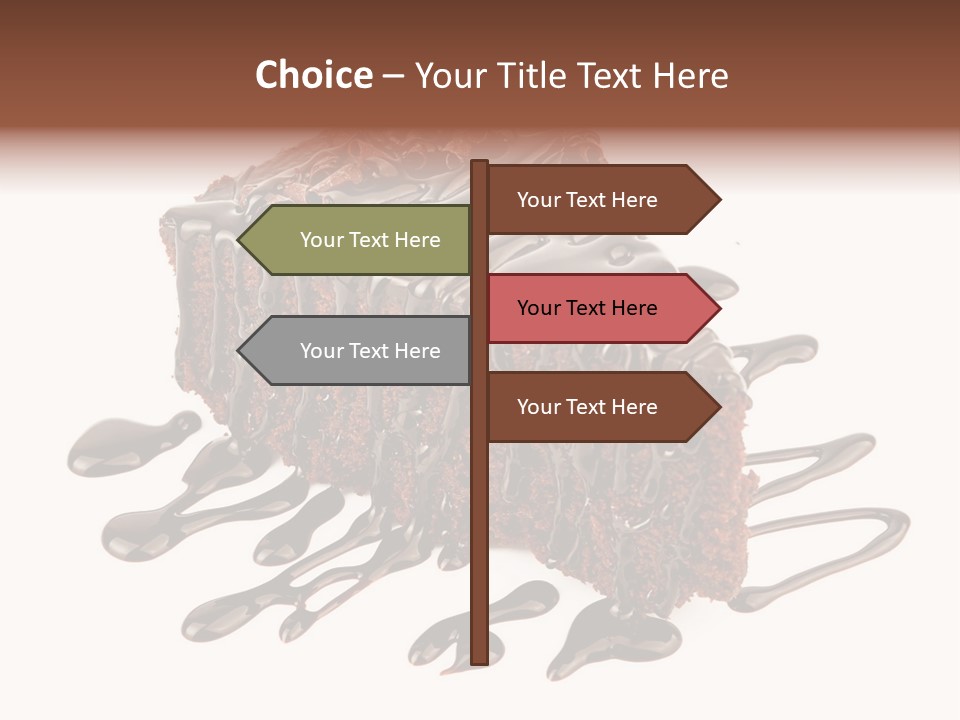 A Piece Of Chocolate Cake With Chocolate Drizzles On It PowerPoint Template
