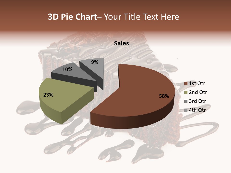 A Piece Of Chocolate Cake With Chocolate Drizzles On It PowerPoint Template