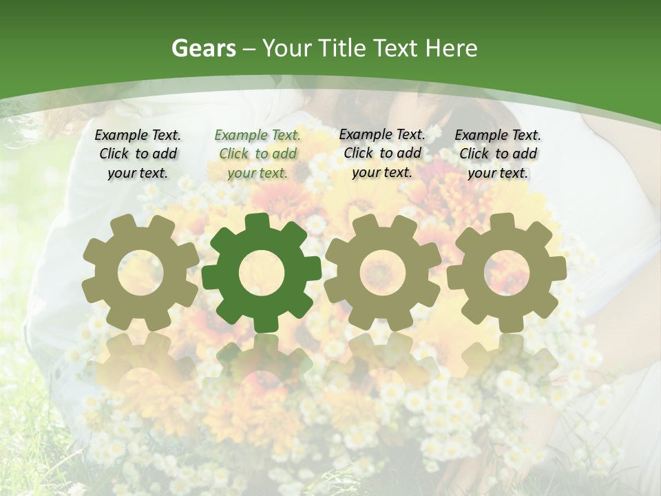 A Woman Holding A Child And A Bouquet Of Flowers PowerPoint Template