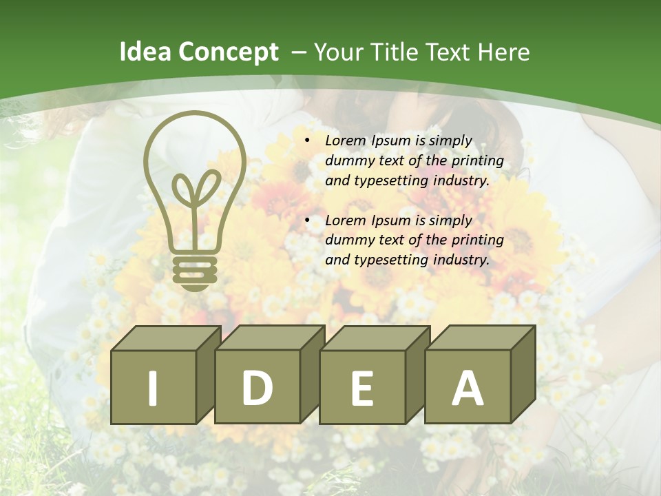 A Woman Holding A Child And A Bouquet Of Flowers PowerPoint Template