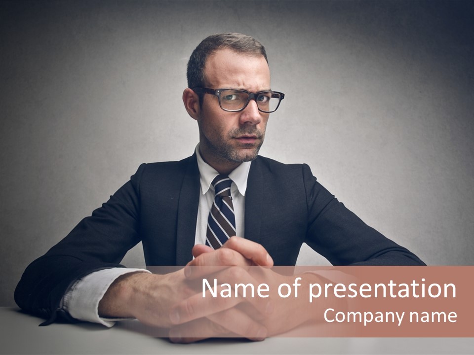 Serious Job Businessman PowerPoint Template