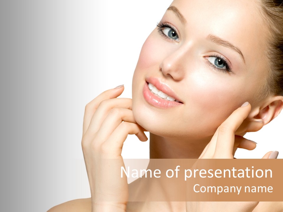 Female Cute White Background PowerPoint Template