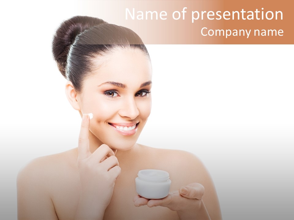 A Woman Holding A Jar Of Cream In Her Hand PowerPoint Template