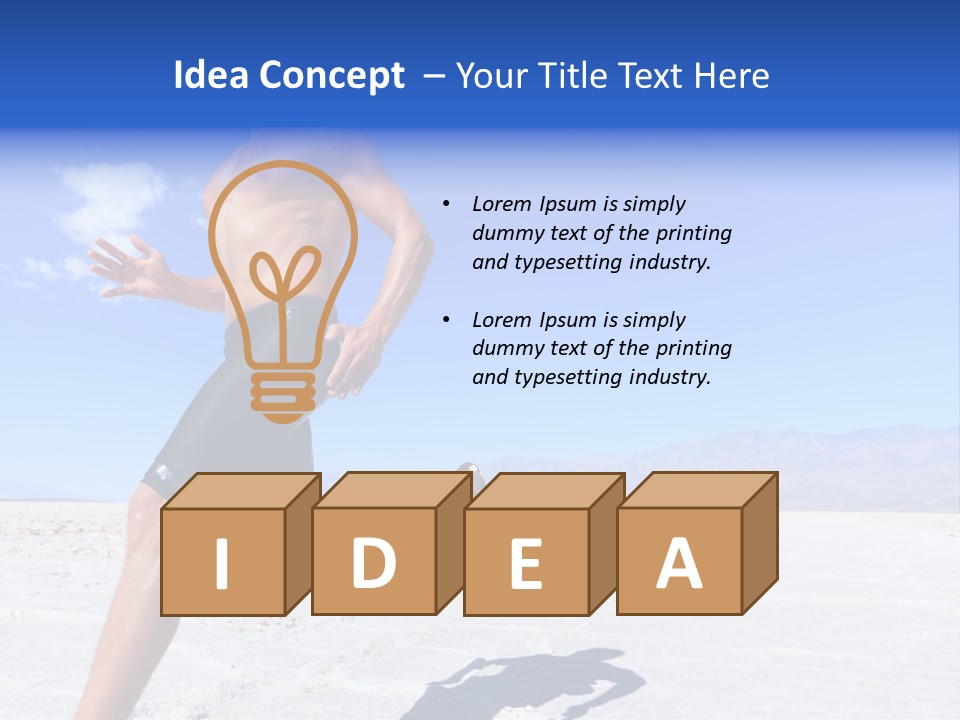 A Man Running In The Desert With No Shirt On PowerPoint Template