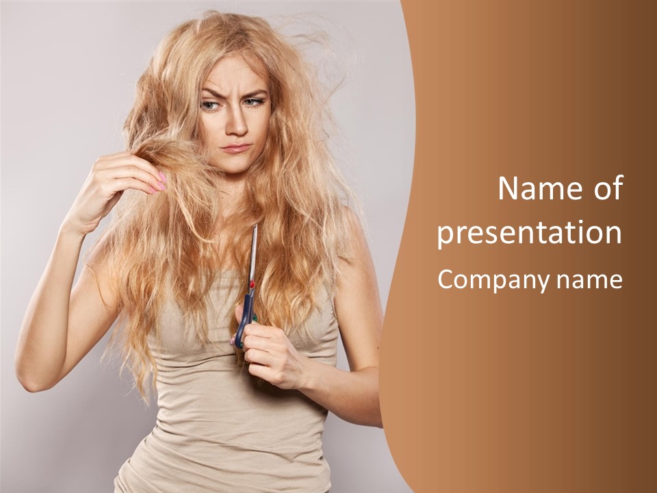 Coiffure Female Emotion PowerPoint Template