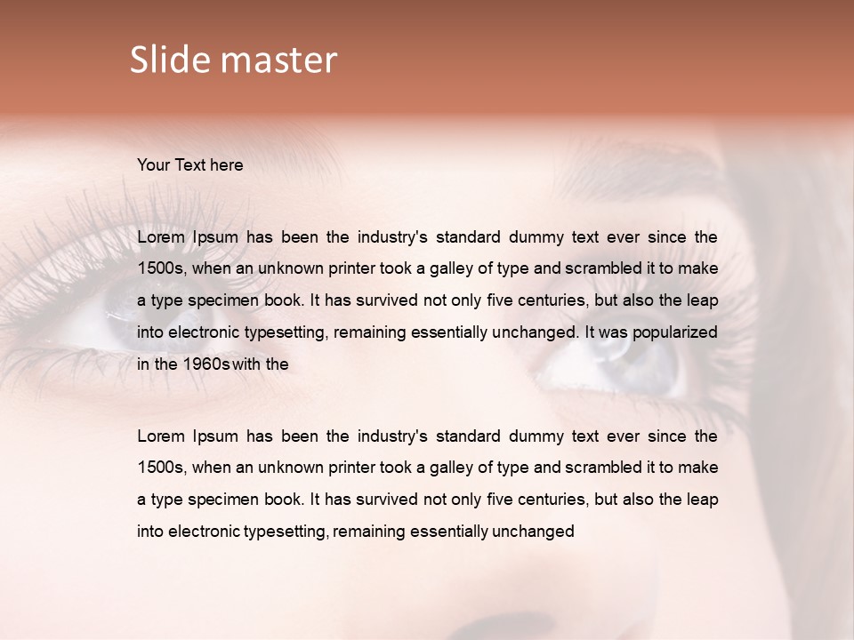 A Woman's Blue Eyes With Long Eyelashes PowerPoint Template