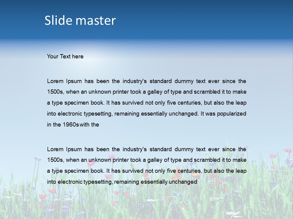 A Field Of Flowers With A Blue Sky In The Background PowerPoint Template