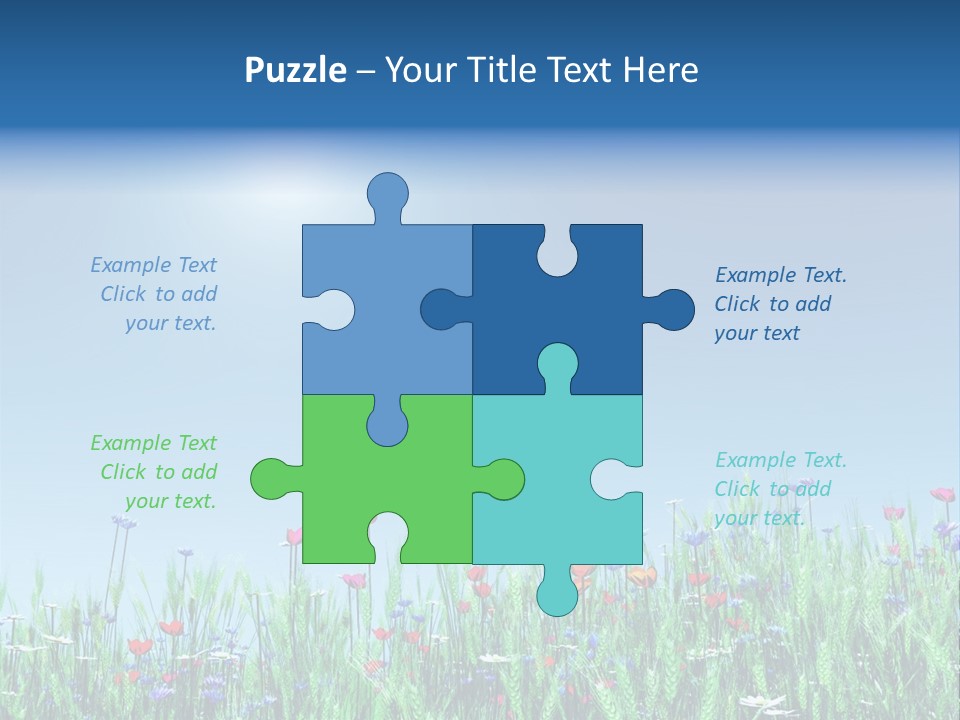 A Field Of Flowers With A Blue Sky In The Background PowerPoint Template