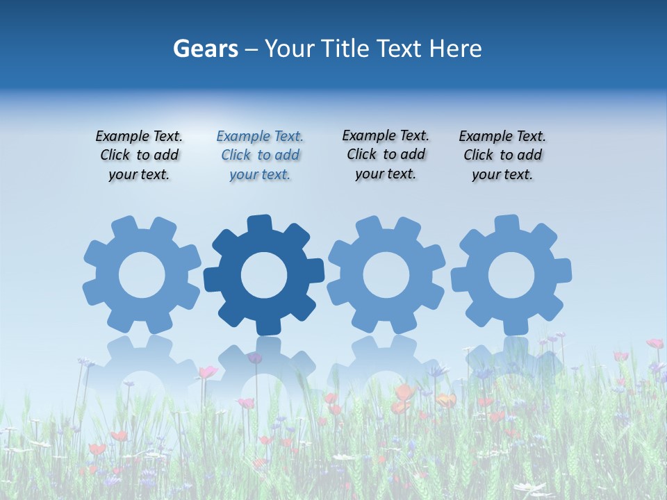 A Field Of Flowers With A Blue Sky In The Background PowerPoint Template