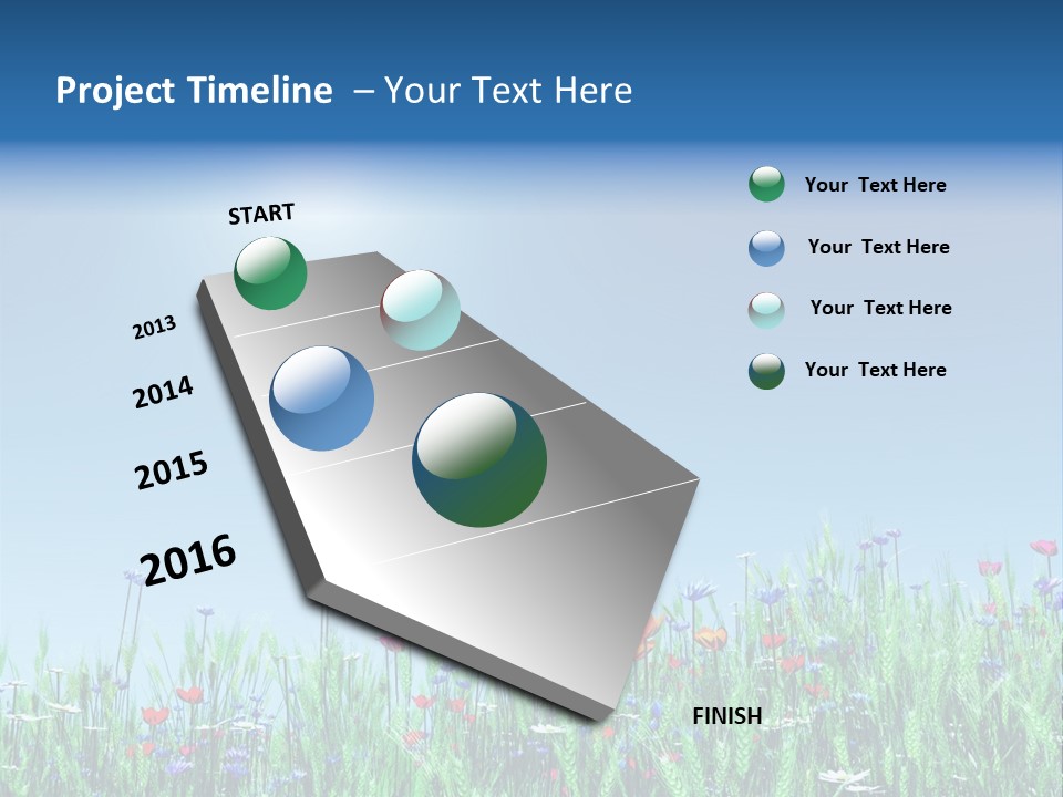 A Field Of Flowers With A Blue Sky In The Background PowerPoint Template