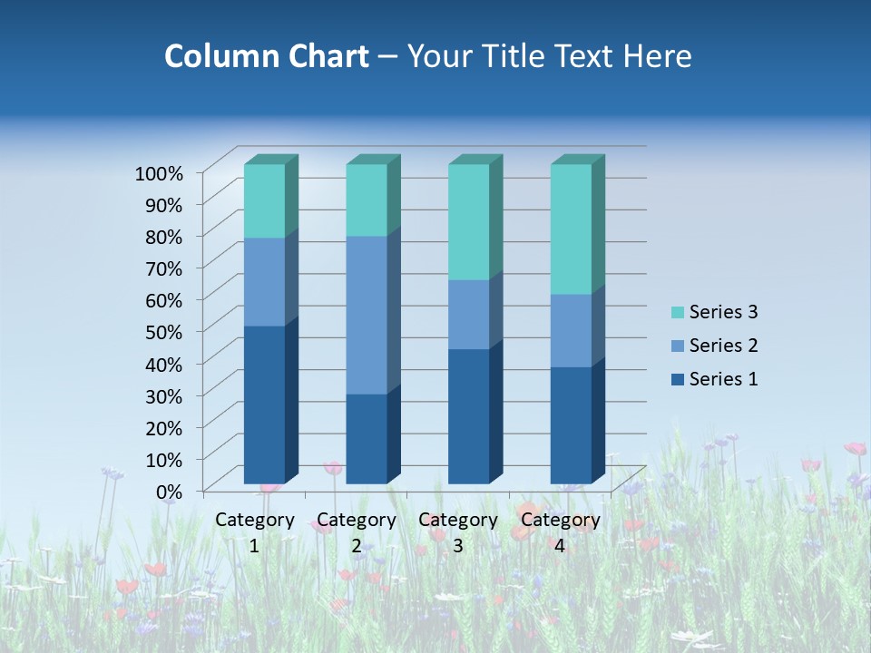 A Field Of Flowers With A Blue Sky In The Background PowerPoint Template