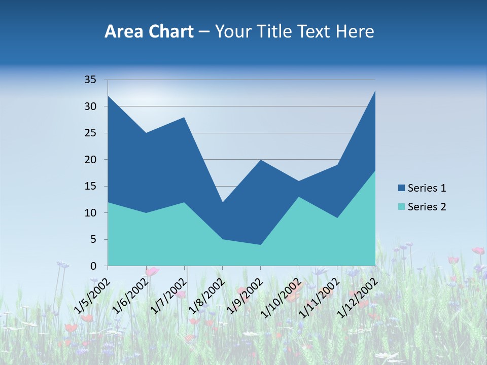 A Field Of Flowers With A Blue Sky In The Background PowerPoint Template