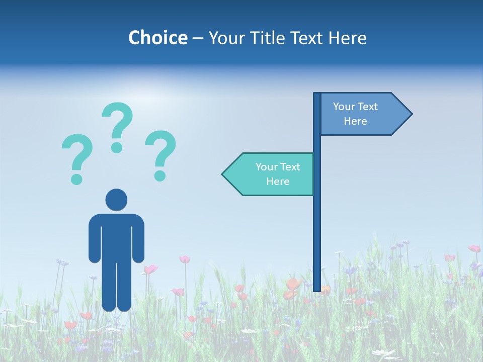 A Field Of Flowers With A Blue Sky In The Background PowerPoint Template