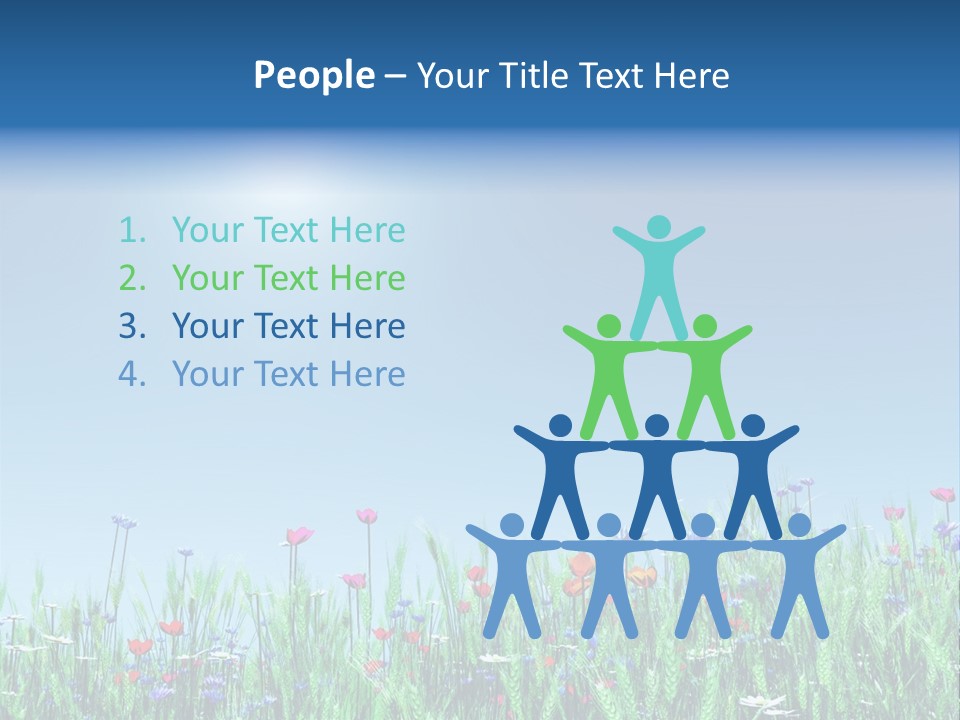 A Field Of Flowers With A Blue Sky In The Background PowerPoint Template