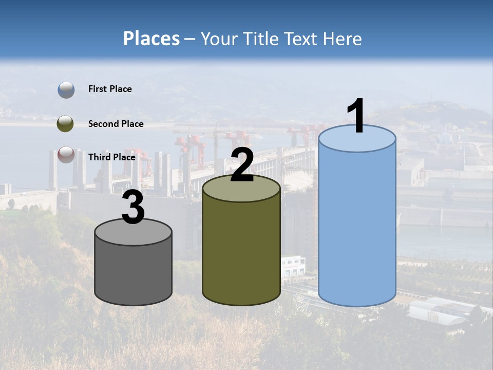 A Power Plant On A Hill Overlooking A Body Of Water PowerPoint Template