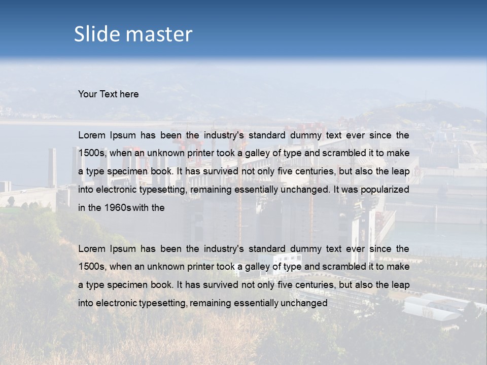 A Power Plant On A Hill Overlooking A Body Of Water PowerPoint Template