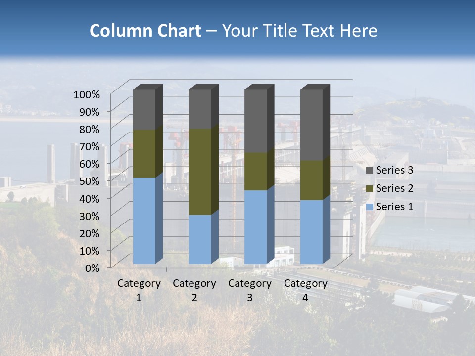 A Power Plant On A Hill Overlooking A Body Of Water PowerPoint Template